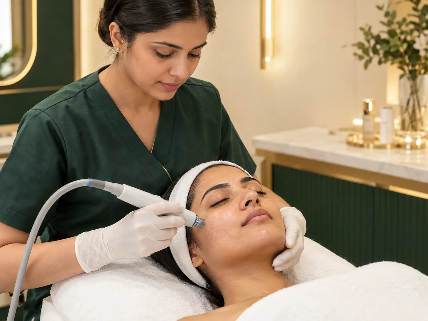 Hydra Facial treatment in progress at the clinic