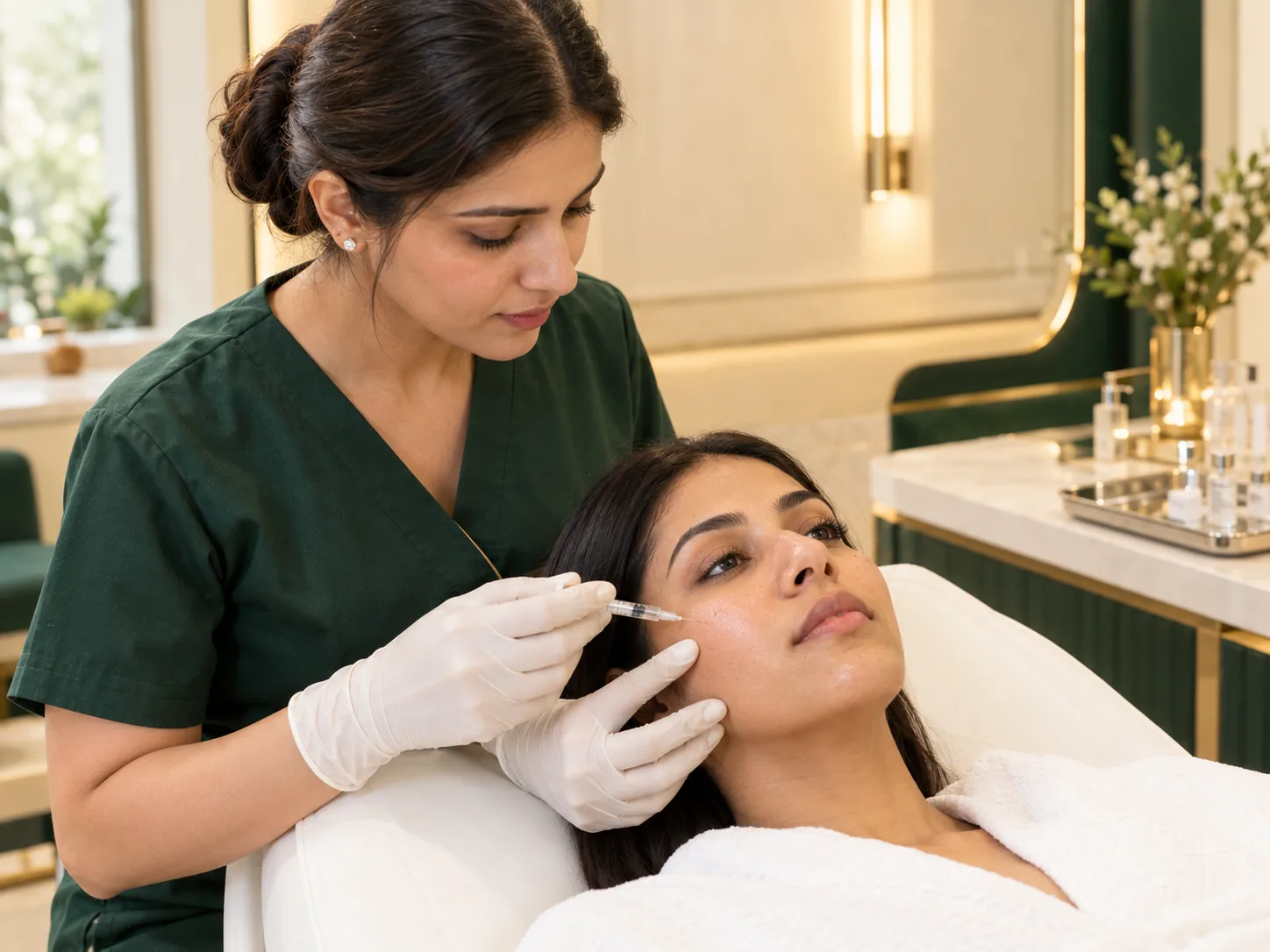 Meso Face treatment in progress at the clinic