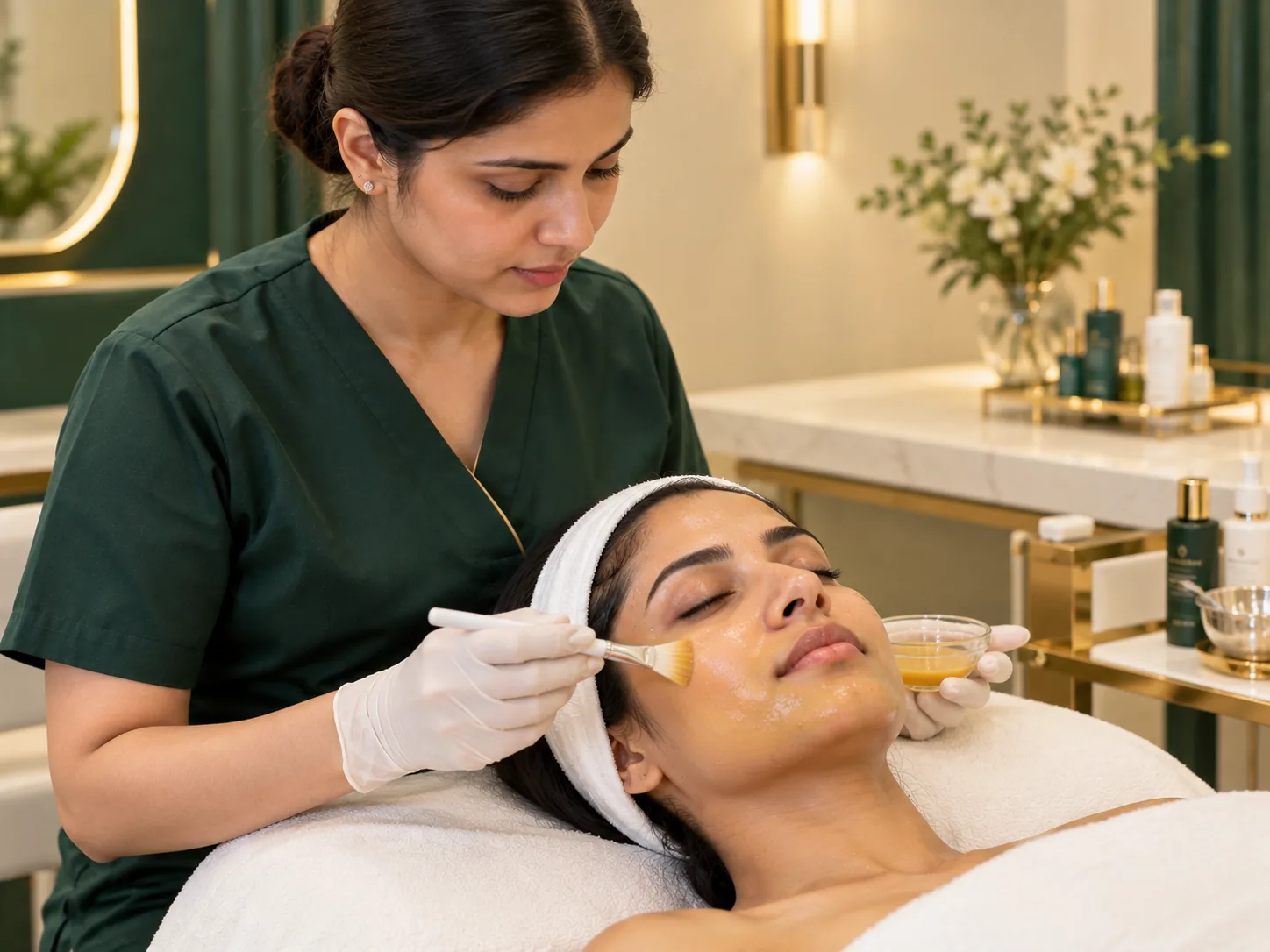 Yellow Peel treatment in progress at the clinic